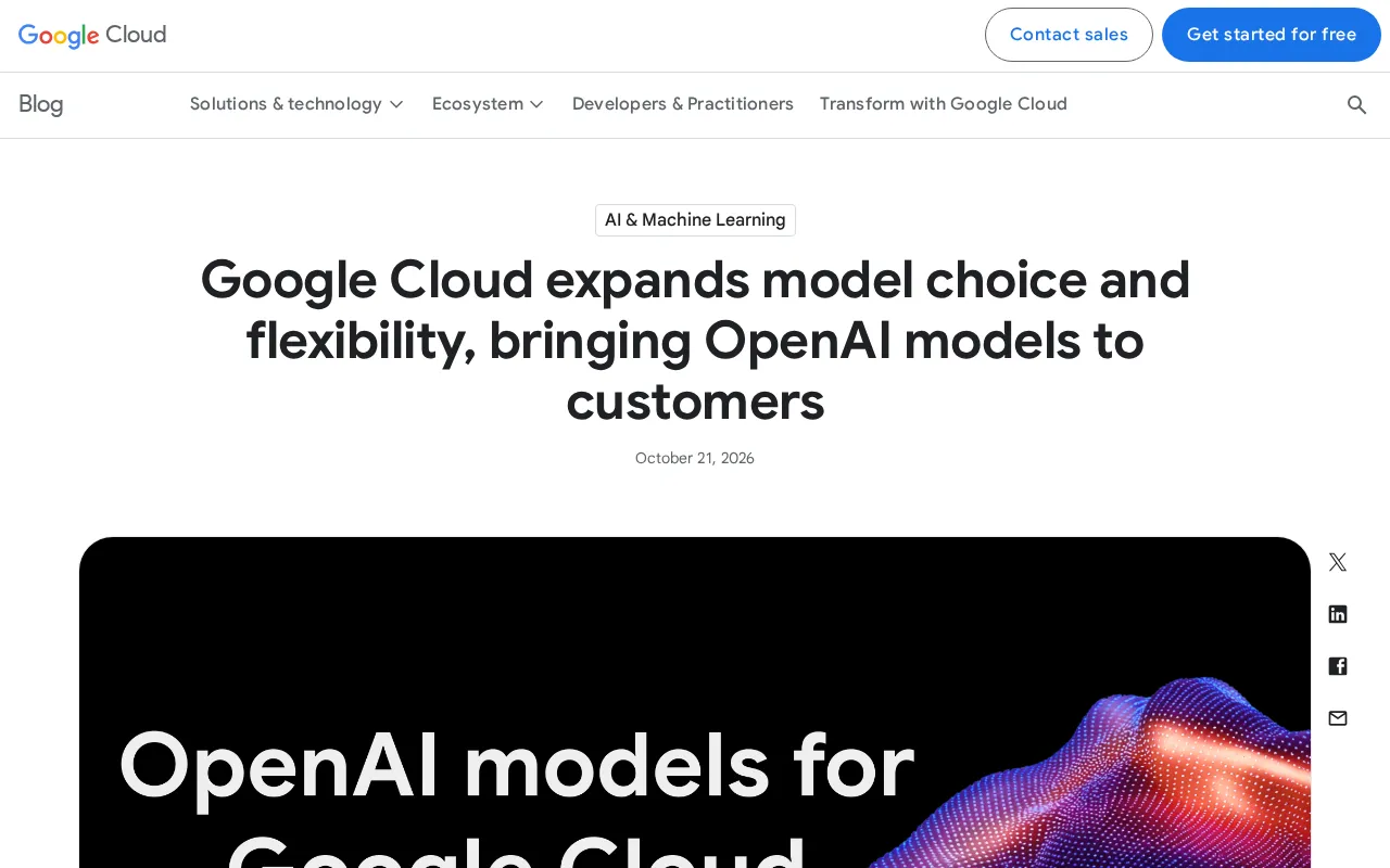 إعلان OpenAI على Google Cloud في مدونة جوجل كلاود